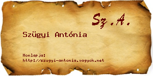 Szügyi Antónia névjegykártya